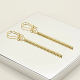 RCJ - 14k Yellow Gold Long Bar Diamond Cut Drop Earrings - One Size - Gold - View 3