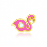 RCJ - 14k Yellow Gold Enameled Flamingo Childrens Earrings - One Size - Gold - View 2