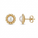 RCJ - 14k Yellow Gold Flower Stud Earrings with Pearls - One Size - Gold - View 3