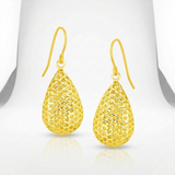 RCJ - 14k Yellow Gold Honeycomb Texture Large Teardrop Drop Earrings - One Size - Gold - View 3