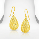 RCJ - 14k Yellow Gold Honeycomb Texture Large Teardrop Drop Earrings - One Size - Gold - View 2