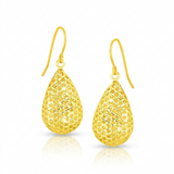 RCJ - 14k Yellow Gold Honeycomb Texture Large Teardrop Drop Earrings - One Size - Gold - View 4