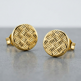 RCJ - 14k Yellow Gold Post Earrings with Textured Circles - One Size - Gold - View 2