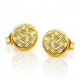 RCJ - 14k Yellow Gold Post Earrings with Textured Circles - One Size - Gold - View 4