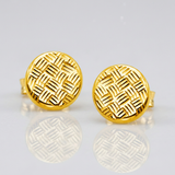RCJ - 14k Yellow Gold Post Earrings with Textured Circles - One Size - Gold - View 3