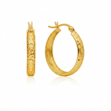 14k Yellow Gold Hammered Oval Hoop Earrings — One Size / Gold — view 2