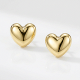 RCJ - 14k Yellow Gold Puffed Heart Shape Shiny Earrings - One Size - Gold - View 2