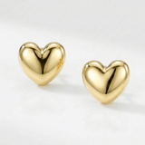 RCJ - 14k Yellow Gold Puffed Heart Shape Shiny Earrings - One Size - Gold - View 3