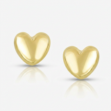 RCJ - 14k Yellow Gold Puffed Heart Shape Shiny Earrings - One Size - Gold - View 4
