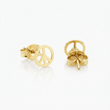 RCJ - 14k Yellow Gold Post Earrings with Peace Signs - One Size - Gold - View 2