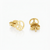RCJ - 14k Yellow Gold Post Earrings with Peace Signs - One Size - Gold - View 3
