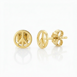 RCJ - 14k Yellow Gold Post Earrings with Peace Signs - One Size - Gold - View 4