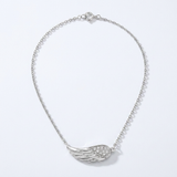 RCJ - Sterling Silver Textured Angel Wing Necklace - 18 - Silver - View 4