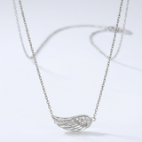 RCJ - Sterling Silver Textured Angel Wing Necklace - 18 - Silver - View 2