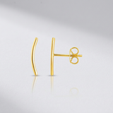 RCJ - 14k Yellow Gold Curve Climber Post Earrings - One Size - Gold - View 4