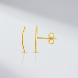 RCJ - 14k Yellow Gold Curve Climber Post Earrings - One Size - Gold - View 3