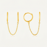 RCJ - 14k Yellow Gold Two Hole Huggie Style Hoop Earrings - One Size - Gold - View 3