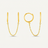 RCJ - 14k Yellow Gold Two Hole Huggie Style Hoop Earrings - One Size - Gold - View 2