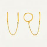 RCJ - 14k Yellow Gold Two Hole Huggie Style Hoop Earrings - One Size - Gold - View 4