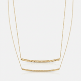 RCJ - 14k Yellow Gold Thin Textured Bar Necklace - 17 - Gold - View 2