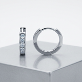 RCJ - Sterling Silver Petite Hoop Earrings with Cubic Zirconias - One Size - Silver - View 2