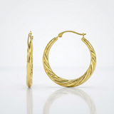 RCJ - 10k Yellow Gold Graduated Twisted Hoop Earrings - One Size - Gold - View 2