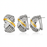 RCJ - Popcorn Texture Earrings with X Motif in Sterling Silver and 18k Yellow Gold - One Size - Gold - View 4