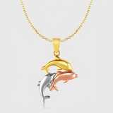 RCJ - Pendant with Three Dolphins in 10k Tri Color Gold - 18 - Gold - View 2
