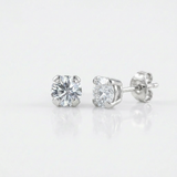 RCJ - 14k White Gold White Cubic Zirconia 2mm Stud Earrings - One Size - Silver - View 3