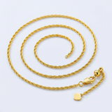 RCJ - Sterling Silver in Yellow Finish 1.5mm Adjustable Rope Chain - 22 - Gold - View 3