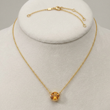RCJ - 14k Yellow Gold 17 inch Necklace with Round Citrine - 17 - Gold - View 2