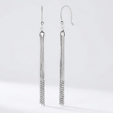 RCJ - Sterling Silver Snake and Bead Chain Tassel Earrings - One Size - Silver - View 2