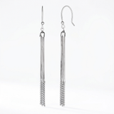 RCJ - Sterling Silver Snake and Bead Chain Tassel Earrings - One Size - Silver - View 3