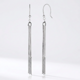 RCJ - Sterling Silver Snake and Bead Chain Tassel Earrings - One Size - Silver - View 4