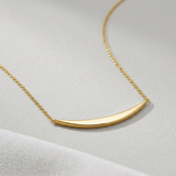 RCJ - 14k Yellow Gold Necklace with Polished Curved Bar Pendant - 18 - Gold - View 2