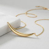 RCJ - 14k Yellow Gold Necklace with Polished Curved Bar Pendant - 18 - Gold - View 4