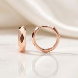 RCJ - 14K Rose Gold Diamond Motif Faceted Huggie Earrings - One Size - Pink - View 4