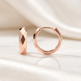 RCJ - 14K Rose Gold Diamond Motif Faceted Huggie Earrings - One Size - Pink - View 2