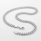 Rhodium Plated 5.6mm Sterling Silver Curb Style Chain — 20 / Silver — view 1
