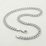 Rhodium Plated 5.6mm Sterling Silver Curb Style Chain — 20 / Silver — view 3