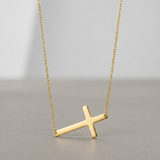 RCJ - 14k Yellow Gold Plain Cross Motif Necklace - 18 - Gold - View 2