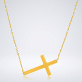 RCJ - 14k Yellow Gold Plain Cross Motif Necklace - 18 - Gold - View 4