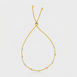 RCJ - 14k Tri-Color Gold Textured Bead Station Lariat Bracelet - 9.25 - Gold - View 2