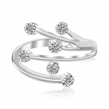 RCJ - Sterling Silver Rhodium Finished White Cubic Zirconia Embellished Toe Ring - One Size - Silver - View 3