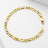 3.1mm 14k Yellow Gold Solid Figaro Bracelet — 7'' / Yellow Gold — view 2
