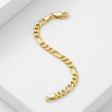 3.1mm 14k Yellow Gold Solid Figaro Bracelet — 7'' / Yellow Gold — view 3