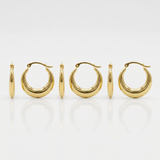 RCJ - 14k Yellow Gold Graduated Round Shape Hoop Earrings - Yellow Gold - View 4