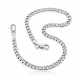 Rhodium Plated 3.0mm Sterling Silver Curb Style Chain — 16'' / Sterling Silver — view 1