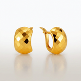 RCJ - 14k Yellow Gold Geometric Texture Earrings - Yellow Gold - View 4