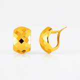 RCJ - 14k Yellow Gold Geometric Texture Earrings - Yellow Gold - View 3